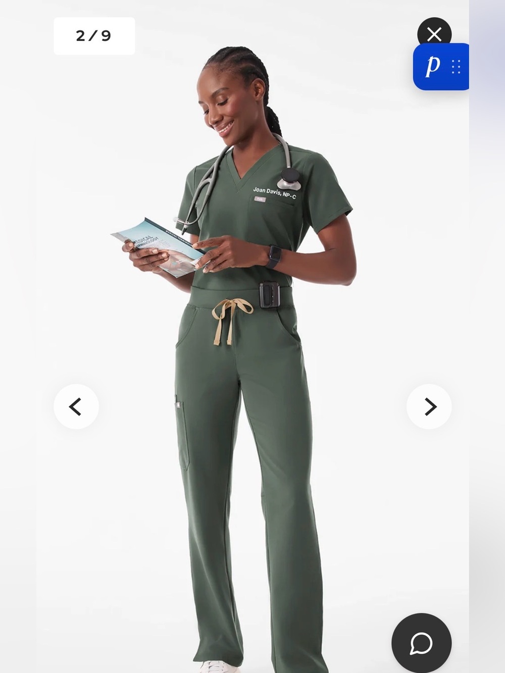 Figs Women’s Scrub Set (1 top 2 pants) Olive Green